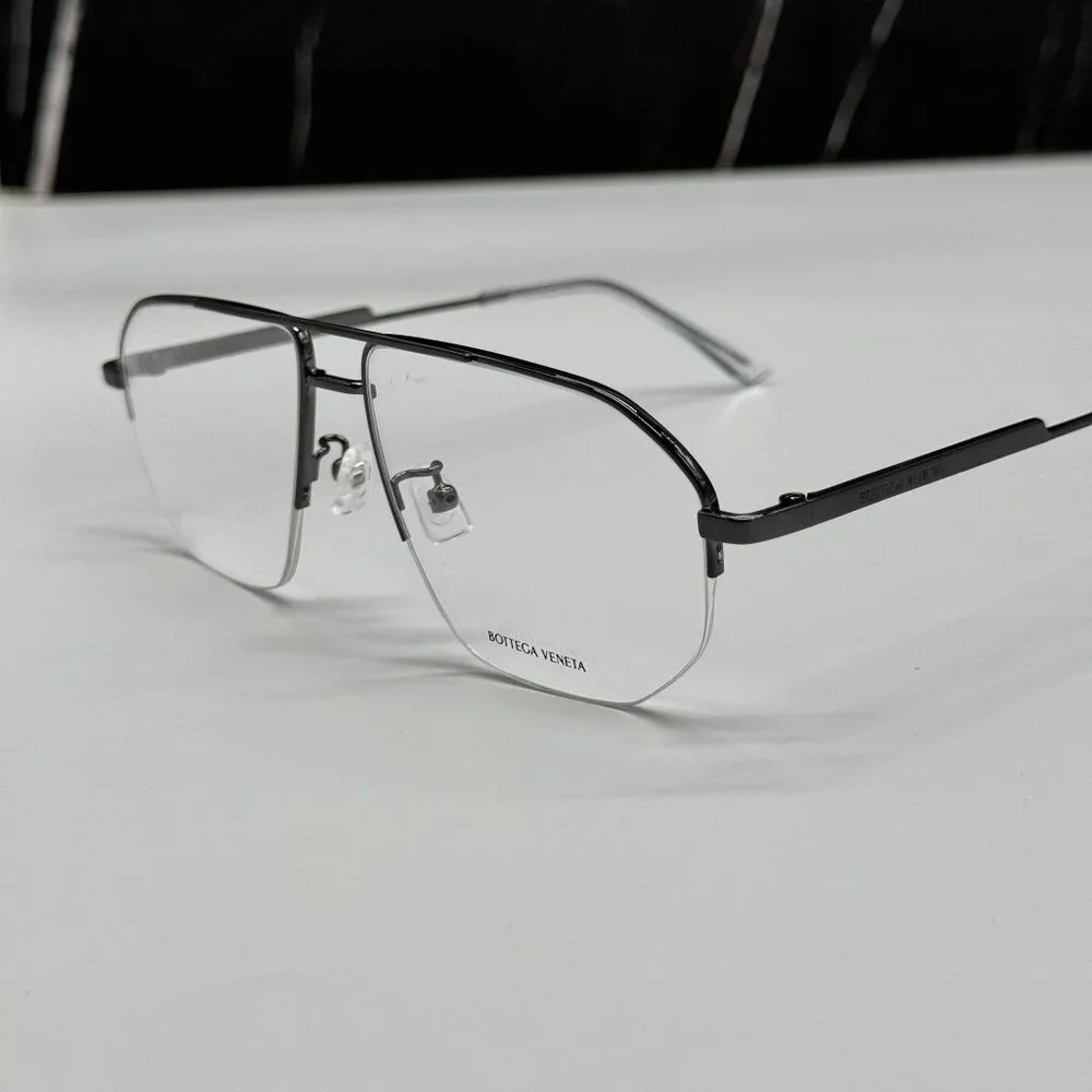 NEW BOTTEGA VENETA BV1109O 001 SILVER AVIATOR UNISEX EYEGLASSES